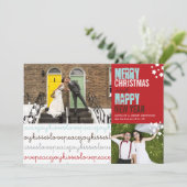 Love Peace Joy Kisses Mr & Mrs 1st-kerstfoto Feestdagenkaart (Staand voorkant)