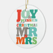 Love Peace Joy Kisses Mr & Mrs 1st-kerstfoto Keramisch Ornament (Links)