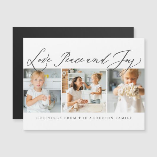 Love Peace & Joy Modern Chic Photo Holiday (Voorkant / Achterkant)