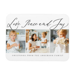 Love Peace & Joy Modern Chic Photo Holiday Magneet