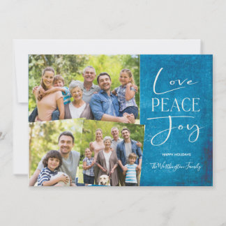 Love Peace Joy Modern Elegant Family Foto Holida Feestdagenkaart