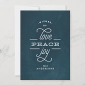 LOVE PEACE JOY Navy Chalk Holiday Kaart (Voorkant)
