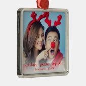 Love Peace Joy Photo Cute Red Kerstmis Metalen Ornament (Rechts)