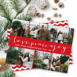 Love Peace Joy Red Band Modern 6 Photo Collage Feestdagenkaart<br><div class="desc">Ontworpen door: fat*fa*tin. Eenvoudig aan te passen met uw eigen tekst,  foto of afbeelding. Voor douaneverzoeken,  te contacteren gelieve vet*fa*tin direct. Aangepaste kosten zijn van toepassing op www.zazzle.com/fat_fa_tin www.zazzle.com/color_therapy www.zazzle.com/fatfatin_blue_knot www.zazzle.com/fatfatin_red_knot www.zazzle.com/fatfatin_box www.zazzle.com/fatfatin_ink</div>