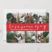 Love Peace Joy Red Band Modern 6 Photo Collage Feestdagenkaart (Voorkant)
