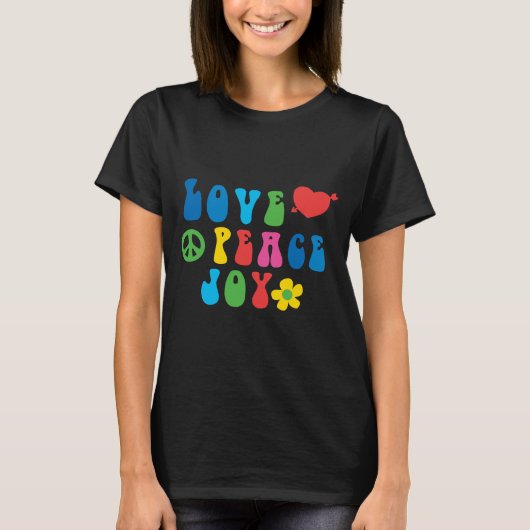 Love Peace Joy Retro Basic T-shirt voor dames (Voorkant)