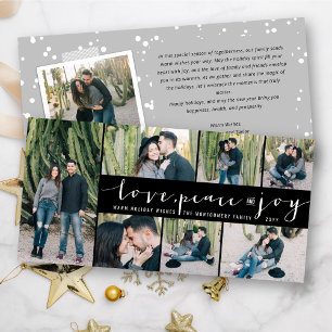 Love Peace Joy Simple Trendy Script Modern 7 Photo Feestdagenkaart