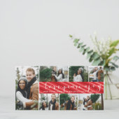 Love Peace Joy Simple Trendy Script Modern 7 Photo Feestdagenkaart (Staand voorkant)