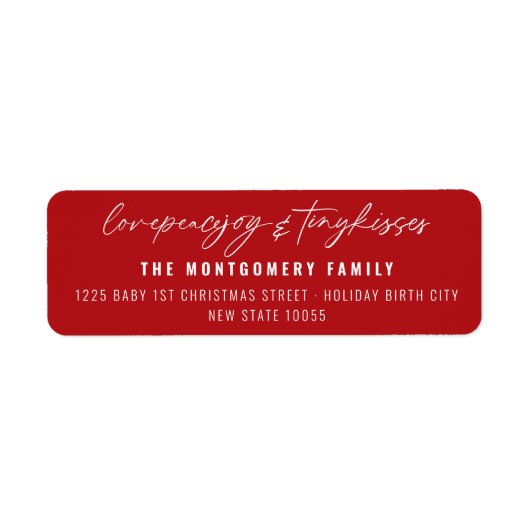 Love Peace Joy Tiny Kisses Baby's 1e Kerstmis Etiket (Voorkant)