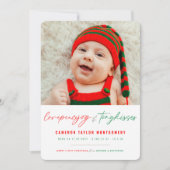 Love Peace Joy Tiny Kisses Baby's 1e Kerstmis Feestdagenkaart (Voorkant)