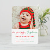 Love Peace Joy Tiny Kisses Baby's 1e Kerstmis Feestdagenkaart (Staand voorkant)