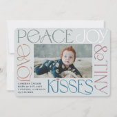 Love Peace Joy Tiny Kisses Baby's 1e Kerstmis Feestdagenkaart (Voorkant)