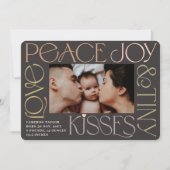 Love Peace Joy Tiny Kisses Baby's 1e Kerstmis Feestdagenkaart (Voorkant)