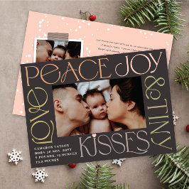 Love Peace Joy Tiny Kisses Baby's 1e Kerstmis Feestdagenkaart
