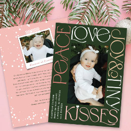 Love Peace Joy Tiny Kisses Baby's 1e Kerstmis Feestdagenkaart