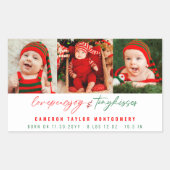 Love Peace Joy Tiny Kisses Baby's 1e Kerstmis Rechthoekige Sticker (Voorkant)