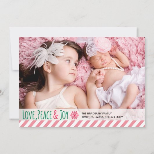 Love Peace Joy | Vakantiefoto begroeting Feestdagenkaart (Voorkant)