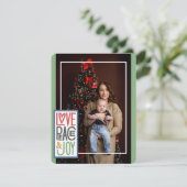 Love Peace & Joy (voeg uw eigen foto toe) Holiday  Feestdagenkaart (Staand voorkant)
