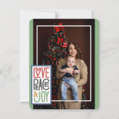 Love Peace & Joy (voeg uw eigen foto toe) Holiday  Feestdagenkaart (Voorkant)