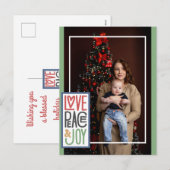 Love Peace & Joy (voeg uw foto toe) Holiday Card Feestdagenkaart (Voorkant / Achterkant)
