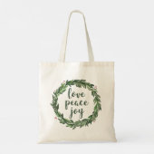 Love Peace Joy. Watercolor winter Christmas Werath Tote Bag (Achterkant)