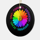 Love Peace Kindness Inclusion Peace Sign Daisy Keramisch Ornament (Links)