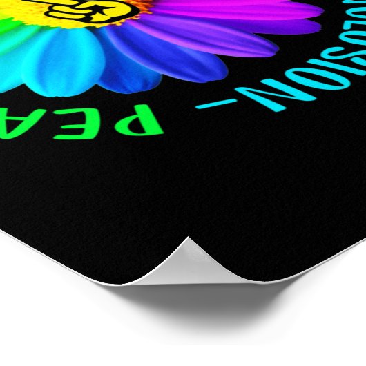 Love Peace Kindness Inclusion Peace Sign Daisy Poster (Hoek)