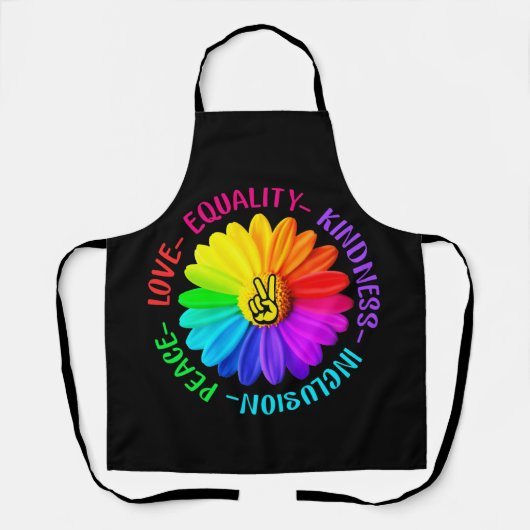 Love Peace Kindness Inclusion Peace Sign Daisy Schort (Voorkant)