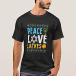 Love Peace Latkes Hanukkah Chanukah Jewish Gift T-shirt<br><div class="desc">Liefde vredes houdt vol met Hanukkah Chanokah Joodse Gift.</div>