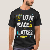 Love Peace Latkes Hanukkah Chanukah Jewish T-shirt (Voorkant)