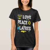 Love Peace Latkes Hanukkah Chanukah Jewish T-shirt (Voorkant)
