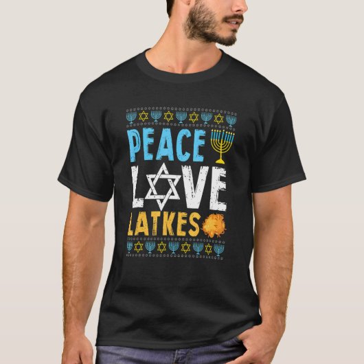 Love Peace Latkes Hanukkah Chanukah Joods 1 T-shirt (Voorkant)