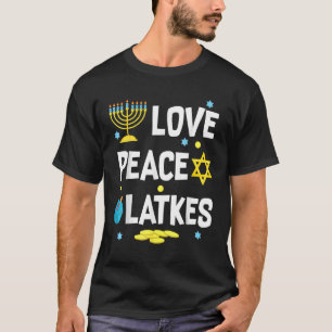 Love Peace Latkes Hanukkah Chanukah Joods 2 T-shirt
