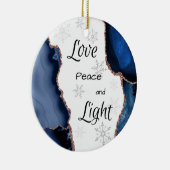Love Peace Light Geode Gold Glitter Navy Blue Keramisch Ornament (Rechts)