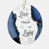 Love Peace Light Geode Gold Glitter Navy Blue Keramisch Ornament (Links)