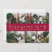 Love Peace Maroon Band Modern 6 Photo Collage Feestdagenkaart (Voorkant)
