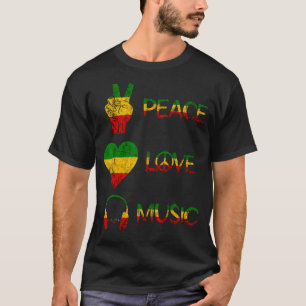 Love Peace Music Rasta Reggae Rastafari Roots Regg T-shirt