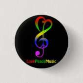 Love Peace Music Round Button (Voorkant)