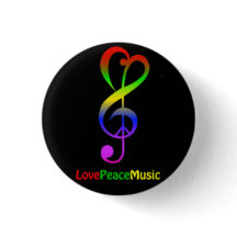 Love Peace Music Round Button