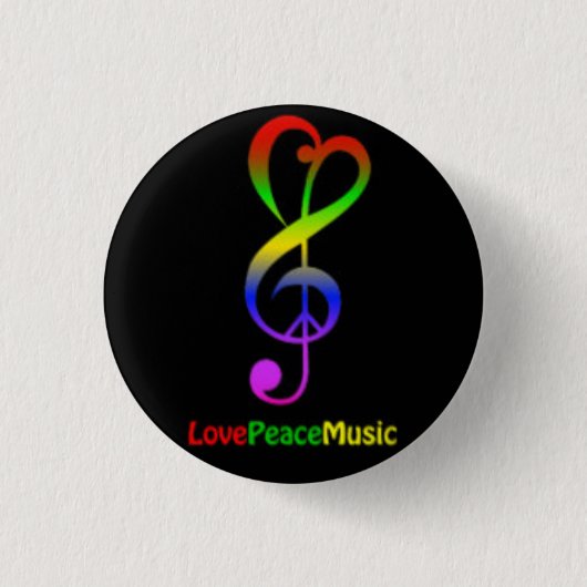 Love Peace Music Round Button (Voorkant)