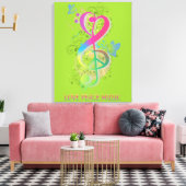 Love Peace Music Splatter zwaait bloemen vogels Canvas Afdruk (Insitu (Woonkamer))