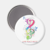Love Peace Music Splatter zwaait bloemen vogels Magneet (Voorkant / Achterkant)