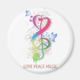 Love Peace Music Splatter zwaait bloemen vogels Magneet