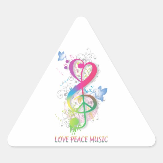 Love Peace Music Splatter zwaait bloemen vogels Sticker (Voorkant)