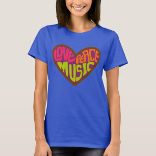 love peace muziek Hippie Heart stropdas geverfd t- T-shirt