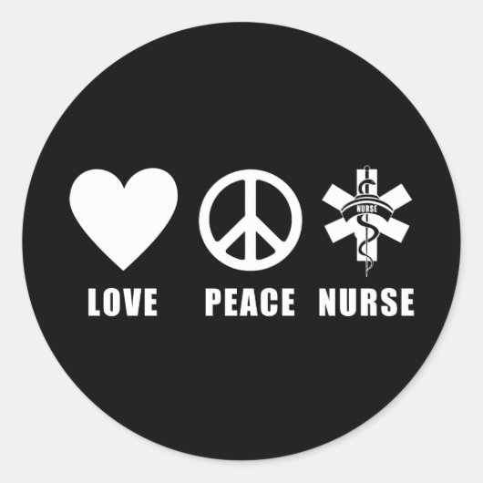 Love Peace Nurse Ronde Sticker (Voorkant)