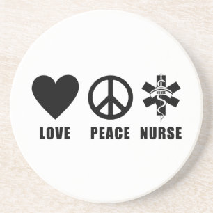 Love Peace Nurse Zandsteen Onderzetter