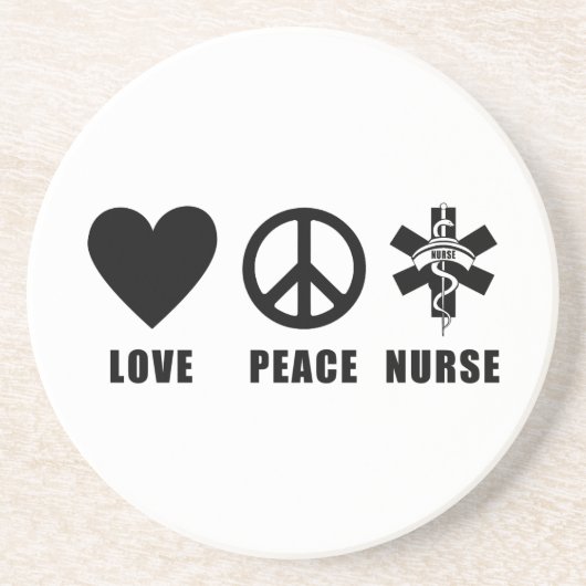 Love Peace Nurse Zandsteen Onderzetter (Voorkant)