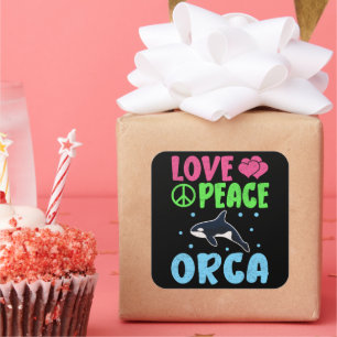 Love Peace Orca Schattige Zee Animals Orka Lover Vierkante Sticker