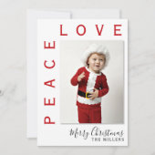 Love Peace Photo Kerstfeestdag Card Feestdagenkaart (Voorkant)